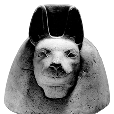 Canopic cover with the head of god Duamutef